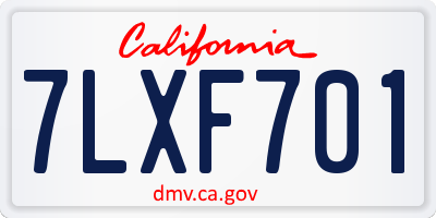 CA license plate 7LXF701