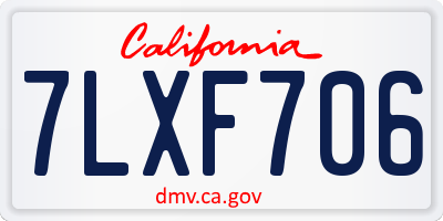 CA license plate 7LXF706