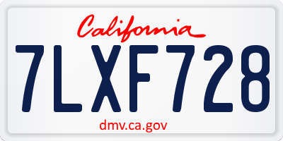 CA license plate 7LXF728