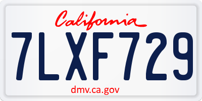 CA license plate 7LXF729