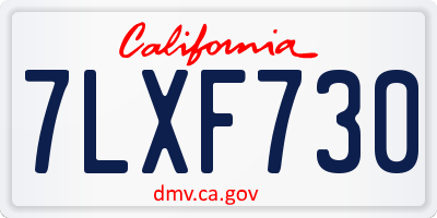 CA license plate 7LXF730