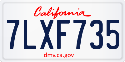 CA license plate 7LXF735