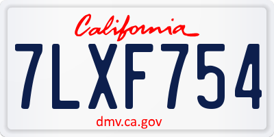 CA license plate 7LXF754