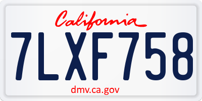 CA license plate 7LXF758