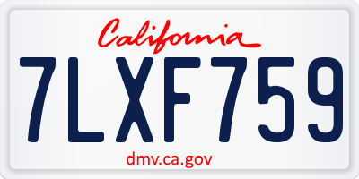 CA license plate 7LXF759