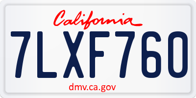 CA license plate 7LXF760