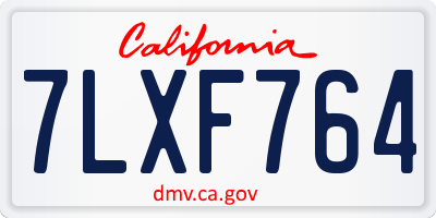 CA license plate 7LXF764