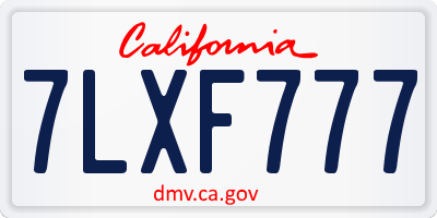 CA license plate 7LXF777