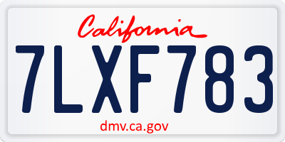 CA license plate 7LXF783