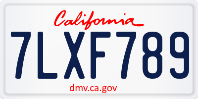 CA license plate 7LXF789