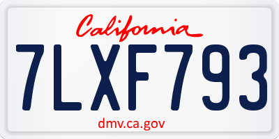 CA license plate 7LXF793