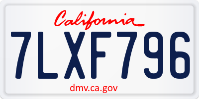 CA license plate 7LXF796