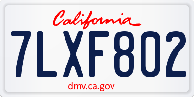 CA license plate 7LXF802