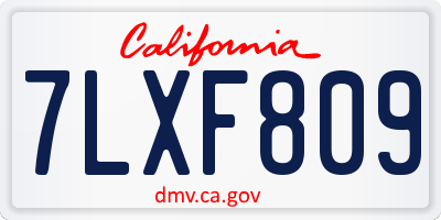 CA license plate 7LXF809