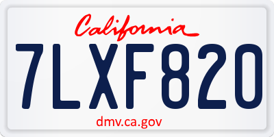 CA license plate 7LXF820