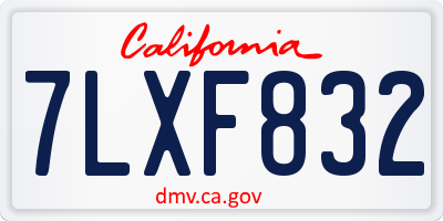CA license plate 7LXF832