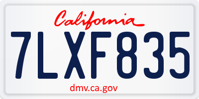 CA license plate 7LXF835