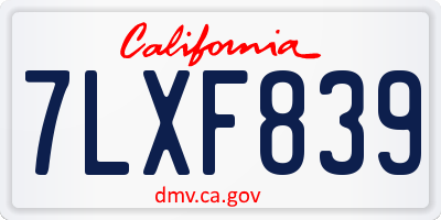 CA license plate 7LXF839