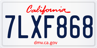CA license plate 7LXF868