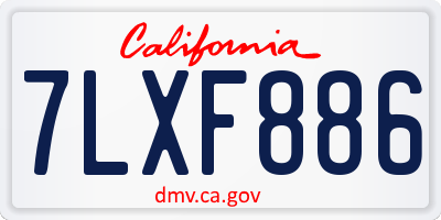 CA license plate 7LXF886