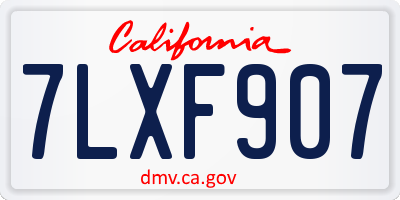 CA license plate 7LXF907