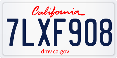 CA license plate 7LXF908