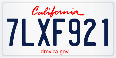 CA license plate 7LXF921
