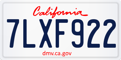 CA license plate 7LXF922