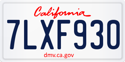 CA license plate 7LXF930
