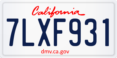 CA license plate 7LXF931