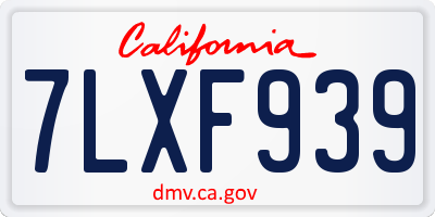 CA license plate 7LXF939