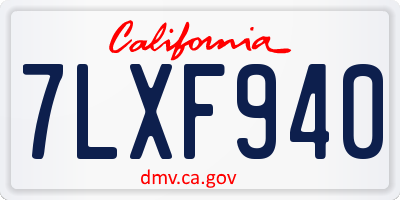 CA license plate 7LXF940