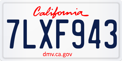 CA license plate 7LXF943