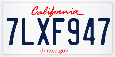 CA license plate 7LXF947