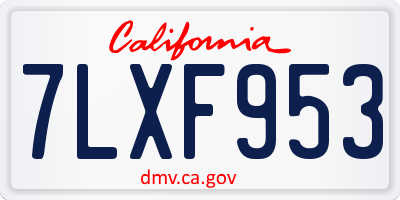 CA license plate 7LXF953