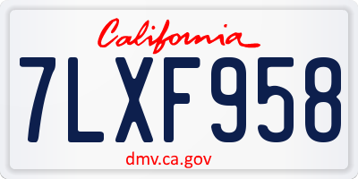 CA license plate 7LXF958
