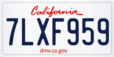 CA license plate 7LXF959