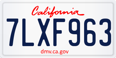 CA license plate 7LXF963