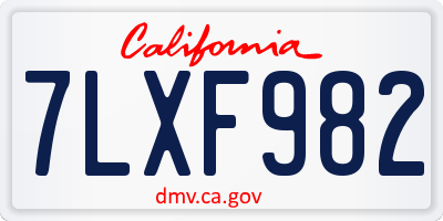 CA license plate 7LXF982