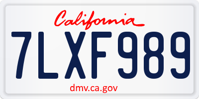 CA license plate 7LXF989