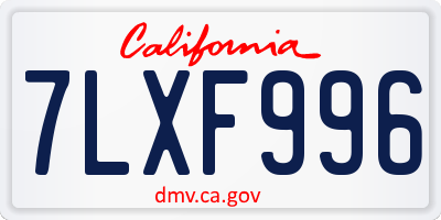 CA license plate 7LXF996