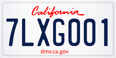 CA license plate 7LXG001