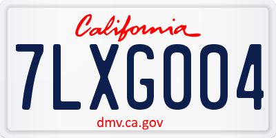 CA license plate 7LXG004