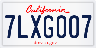 CA license plate 7LXG007