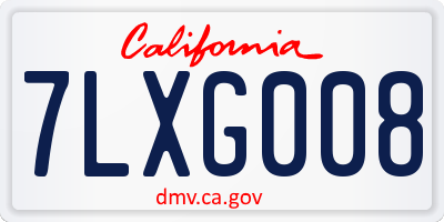 CA license plate 7LXG008