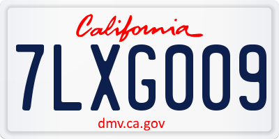 CA license plate 7LXG009