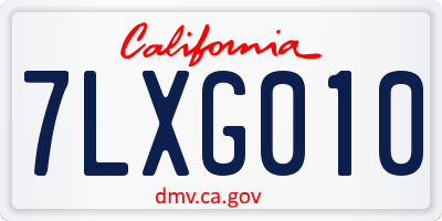 CA license plate 7LXG010