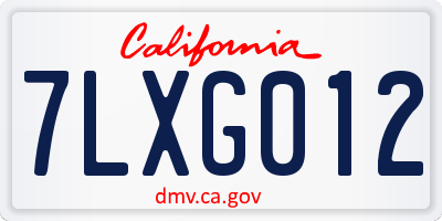 CA license plate 7LXG012