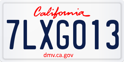 CA license plate 7LXG013