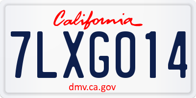 CA license plate 7LXG014